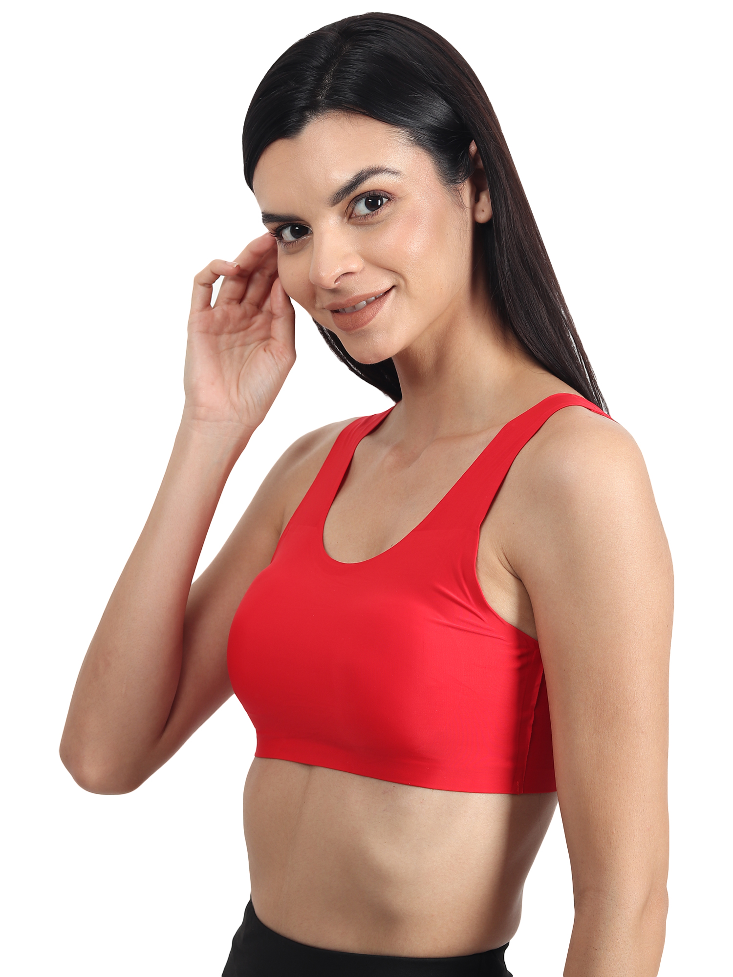 Apsara Soft Red solid pattern padded Bra Without Hook – Pixies